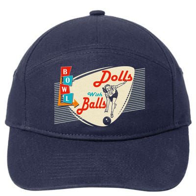 Dolls With Balls Vintage Gift Funny Retro Matching Bowling Team 7-Panel Snapback Hat