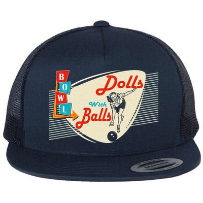 Dolls With Balls Vintage Gift Funny Retro Matching Bowling Team Flatbill Hat