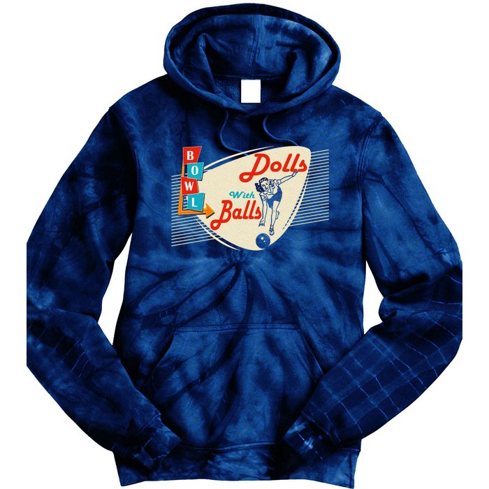 Dolls With Balls Vintage Gift Funny Retro Matching Bowling Team Tie Dye Hoodie