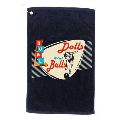 Dolls With Balls Vintage Gift Funny Retro Matching Bowling Team Golf Towel