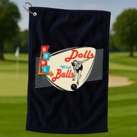 Dolls With Balls Vintage Gift Funny Retro Matching Bowling Team Golf Towel