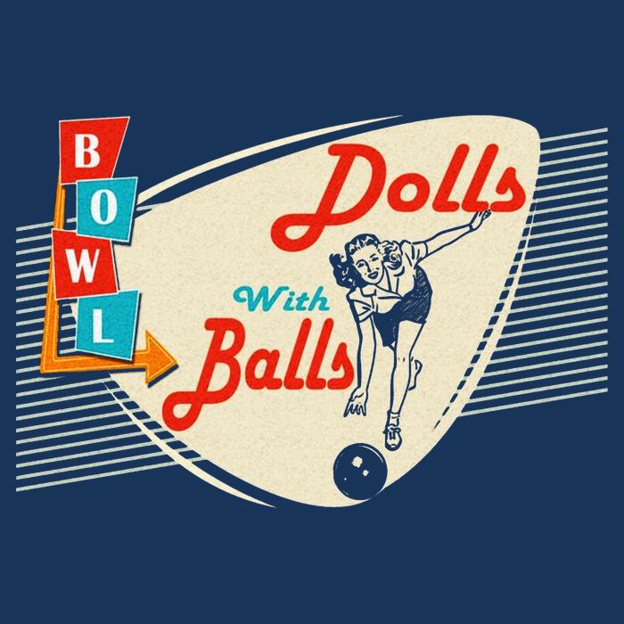 Dolls With Balls Vintage Gift Funny Retro Matching Bowling Team Golf Towel