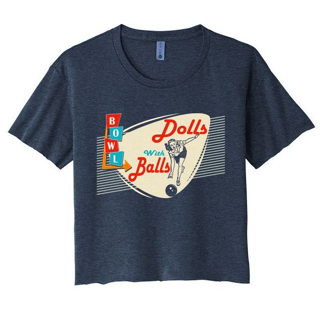 Dolls With Balls Vintage Gift Funny Retro Matching Bowling Team Crop Top