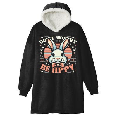 Dont Worry Be Hoppy Funny Hoppy Easter Bunny Hooded Wearable Blanket