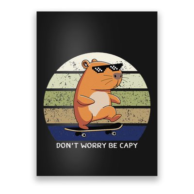Dont Worry Be Capy Capybara Retro Poster