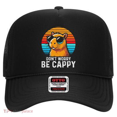 DonT Worry Be Cappy Capybara High Crown Mesh Back Trucker Hat