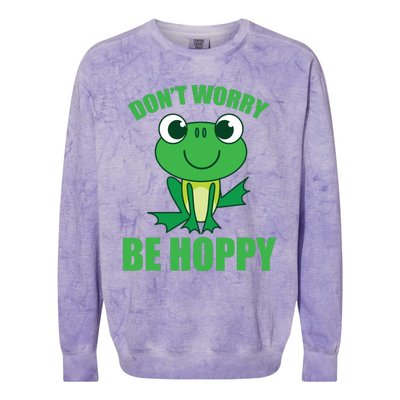 Don't Worry Be Hoppy Cute Crazy Frog Gift Colorblast Crewneck Sweatshirt