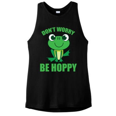 Don't Worry Be Hoppy Cute Crazy Frog Gift Ladies PosiCharge Tri-Blend Wicking Tank