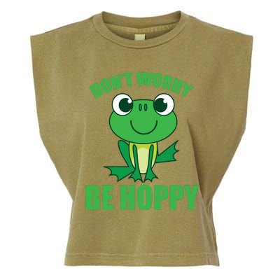 Don't Worry Be Hoppy Cute Crazy Frog Gift Garment-Dyed Women's Muscle Tee