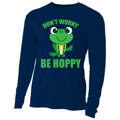 Don't Worry Be Hoppy Cute Crazy Frog Gift Cooling Performance Long Sleeve Crew