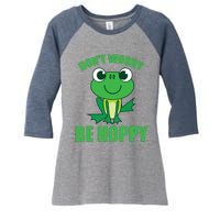 Don't Worry Be Hoppy Cute Crazy Frog Gift Women's Tri-Blend 3/4-Sleeve Raglan Shirt