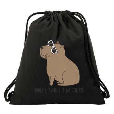 DonT Worry Be Capy Awesome Cute Capybara Drawstring Bag