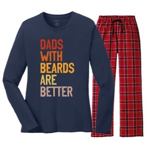 Dads With Beards Are Better Funny Father´s Day Bearded Daddy Women's Long Sleeve Flannel Pajama Set 