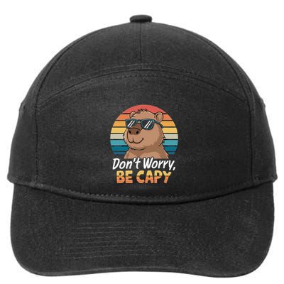 Dont Worry Be Capy Capybara Retro 7-Panel Snapback Hat