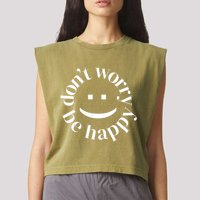 DONT WORRY BE HAPPY SIMLEY Garment-Dyed Women's Muscle Tee