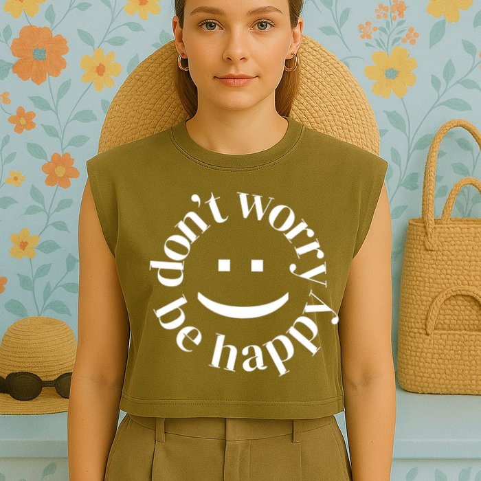 DONT WORRY BE HAPPY SIMLEY Garment-Dyed Women's Muscle Tee