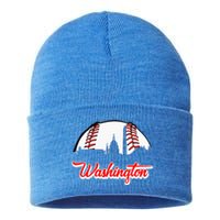 Distressed Washington Baseball Usa Lover Sustainable Knit Beanie