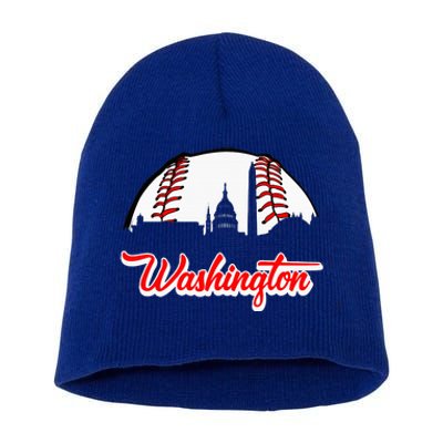 Distressed Washington Baseball Usa Lover Short Acrylic Beanie