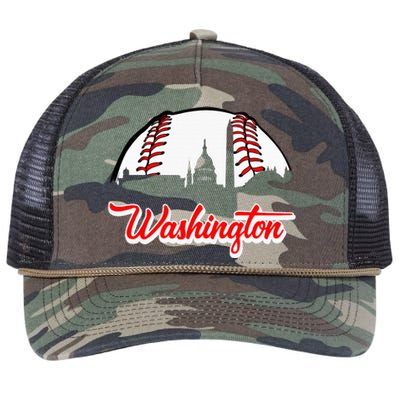 Distressed Washington Baseball Usa Lover Retro Rope Trucker Hat Cap