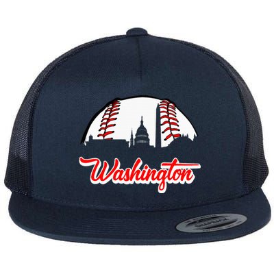 Distressed Washington Baseball Usa Lover Flat Bill Trucker Hat