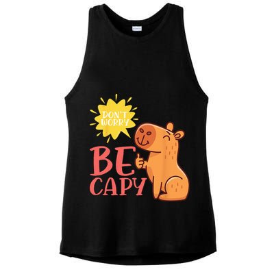 Dont Worry Be Capy Capybaras Rodent Animal Capybara Ladies PosiCharge Tri-Blend Wicking Tank