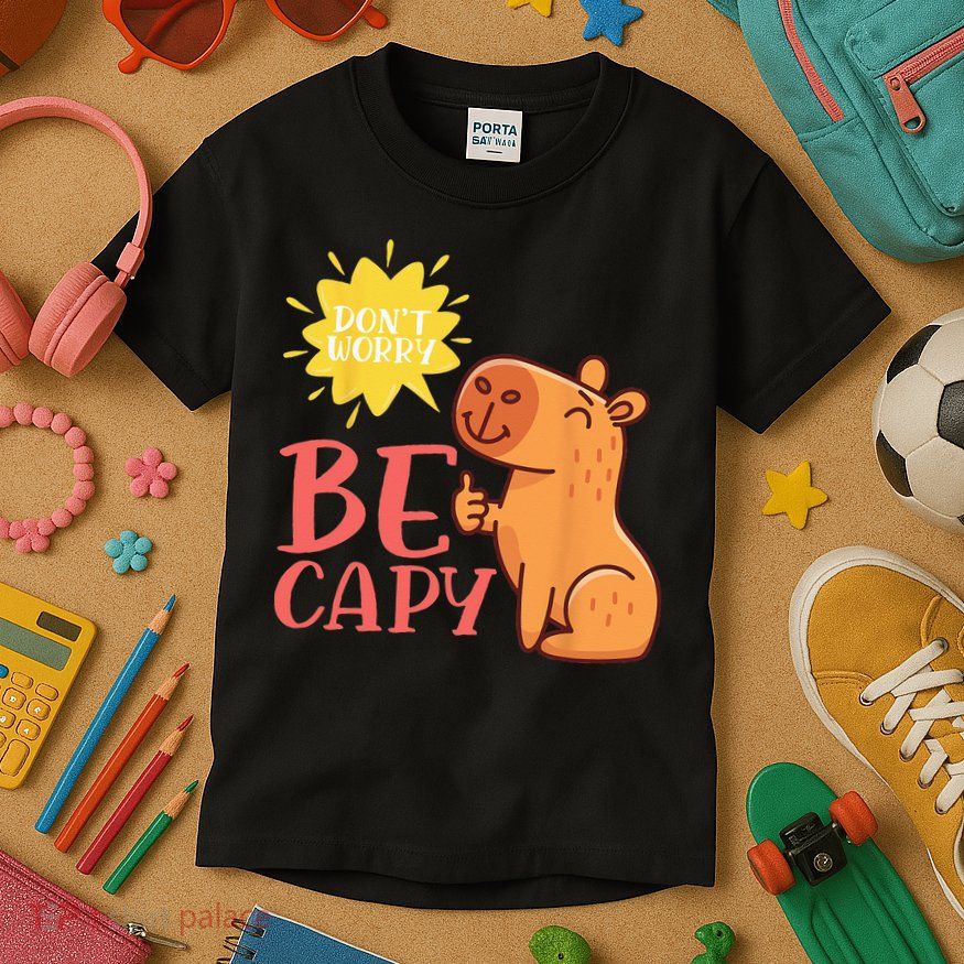 Dont Worry Be Capy Capybaras Rodent Animal Capybara Kids T-Shirt