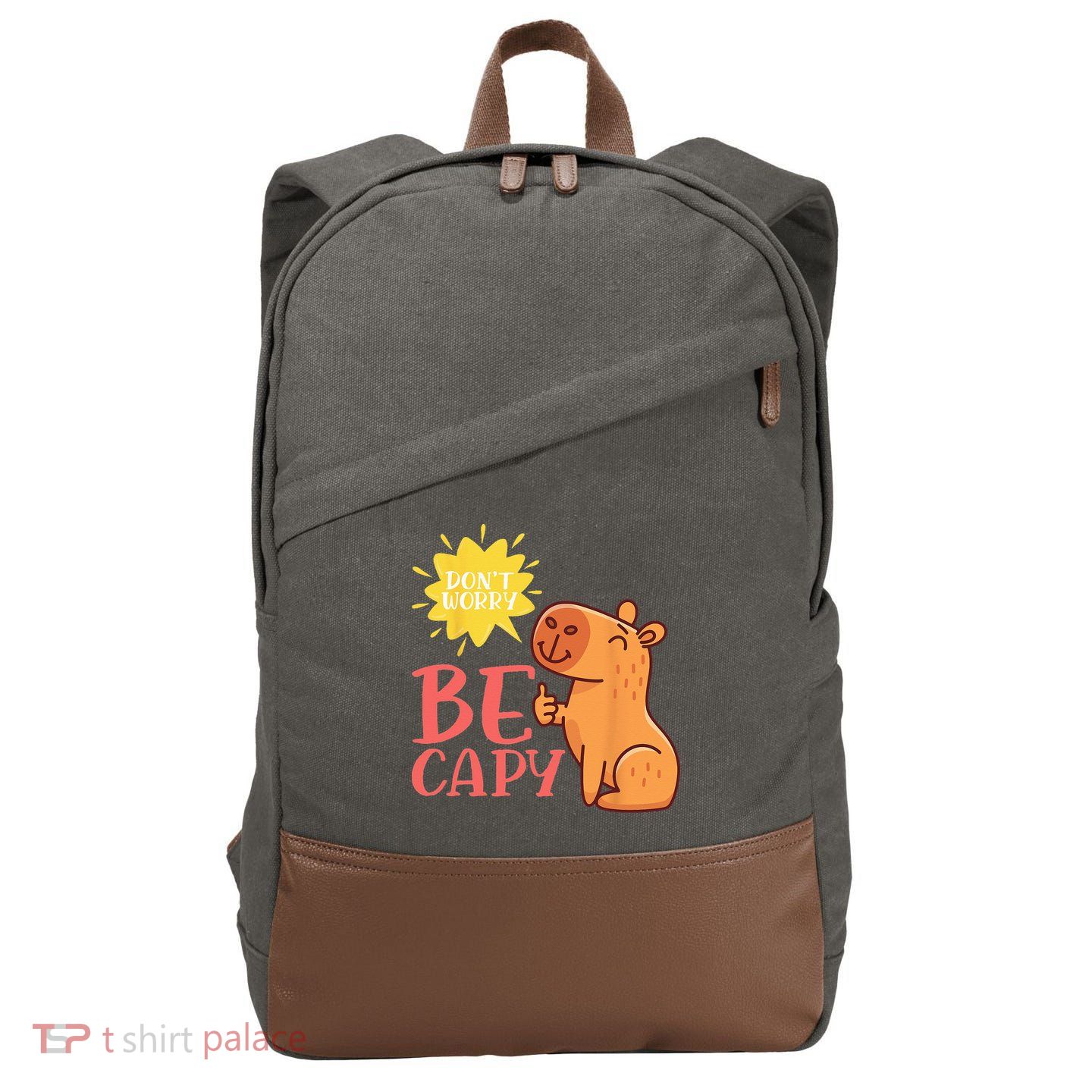 Dont Worry Be Capy Capybaras Rodent Animal Capybara Cotton Canvas Backpack