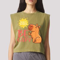 Dont Worry Be Capy Capybaras Rodent Animal Capybara Garment-Dyed Women's Muscle Tee