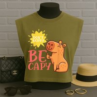 Dont Worry Be Capy Capybaras Rodent Animal Capybara Garment-Dyed Women's Muscle Tee