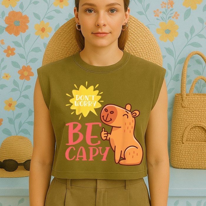Dont Worry Be Capy Capybaras Rodent Animal Capybara Garment-Dyed Women's Muscle Tee