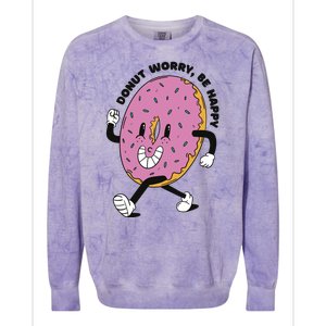 Donut Worry Be Happy Positive Colorblast Crewneck Sweatshirt