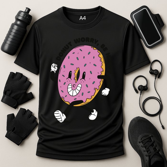 Donut Worry Be Happy Positive Cooling Performance Crew T-Shirt
