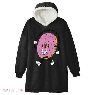 Donut Worry Be Happy Positive Hooded Wearable Blanket