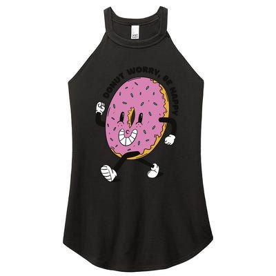 Donut Worry Be Happy Positive Women's Perfect Tri Rocker Tank