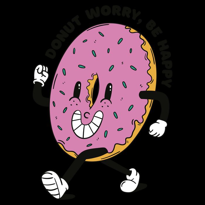 Donut Worry Be Happy Positive Short Acrylic Beanie