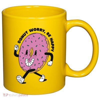 Donut Worry Be Happy Positive 11oz C Handle Ceramic Mug