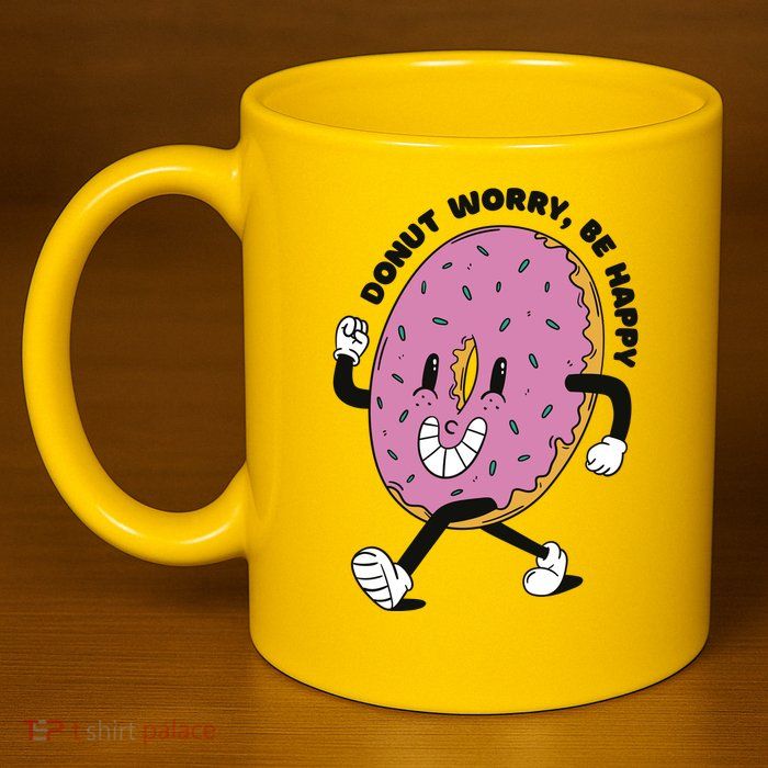 Donut Worry Be Happy Positive 11oz C Handle Ceramic Mug