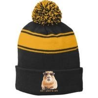 Dont Worry Be Capy Capybara Stripe Pom Pom Beanie