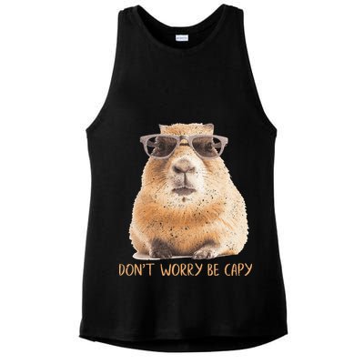 Dont Worry Be Capy Capybara Ladies PosiCharge Tri-Blend Wicking Tank