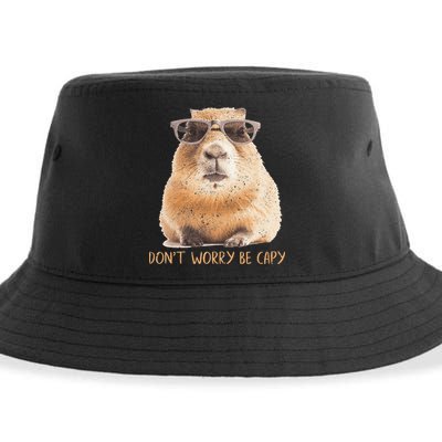 Dont Worry Be Capy Capybara Sustainable Bucket Hat