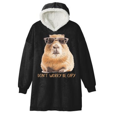 Dont Worry Be Capy Capybara Hooded Wearable Blanket