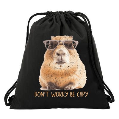 Dont Worry Be Capy Capybara Drawstring Bag