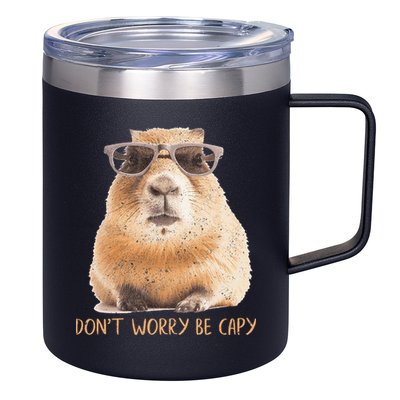 Dont Worry Be Capy Capybara 12oz Stainless Steel Coffee Mug