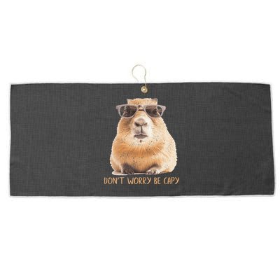 Dont Worry Be Capy Capybara Large Microfiber Waffle Golf Towel