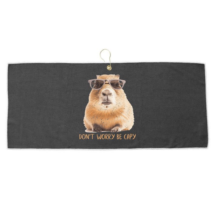 Dont Worry Be Capy Capybara Large Microfiber Waffle Golf Towel