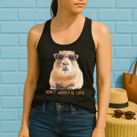 Dont Worry Be Capy Capybara Womens Tank Top