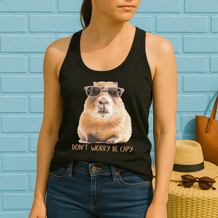 Dont Worry Be Capy Capybara Womens Tank Top