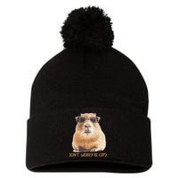 Dont Worry Be Capy Capybara Pom Pom 12in Knit Beanie