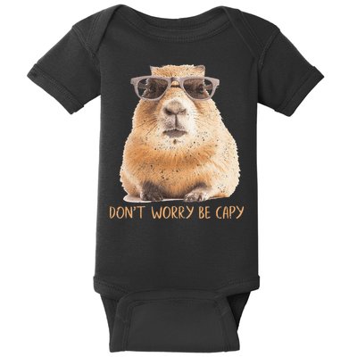 Dont Worry Be Capy Capybara Baby Bodysuit