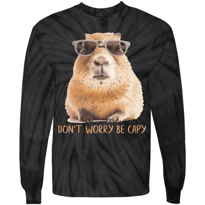 Dont Worry Be Capy Capybara Tie-Dye Long Sleeve Shirt